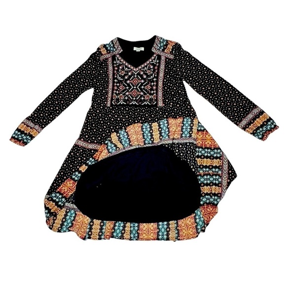 NWOT STYLE & CO. Multicolored Beaded Long Sleeve Peasant Boho Dress Lined XS - Picture 11 of 16